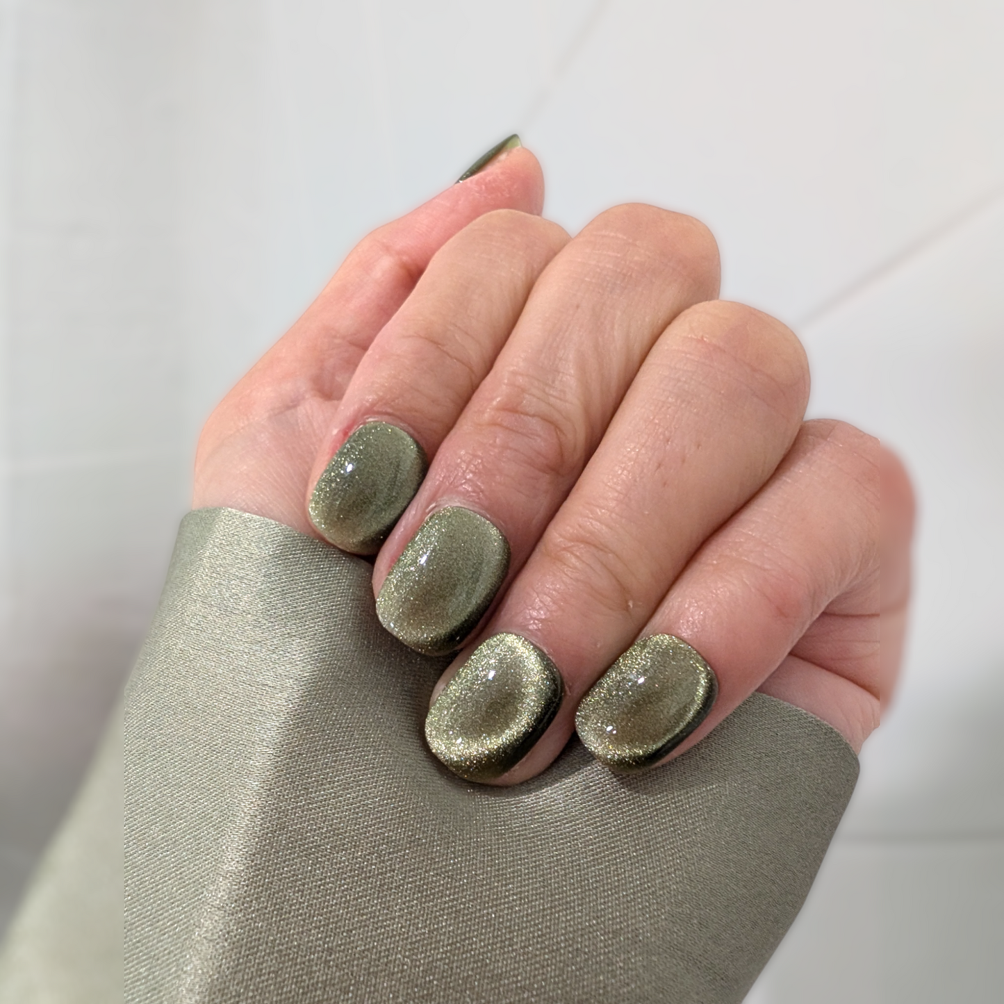 green glitter nail designs