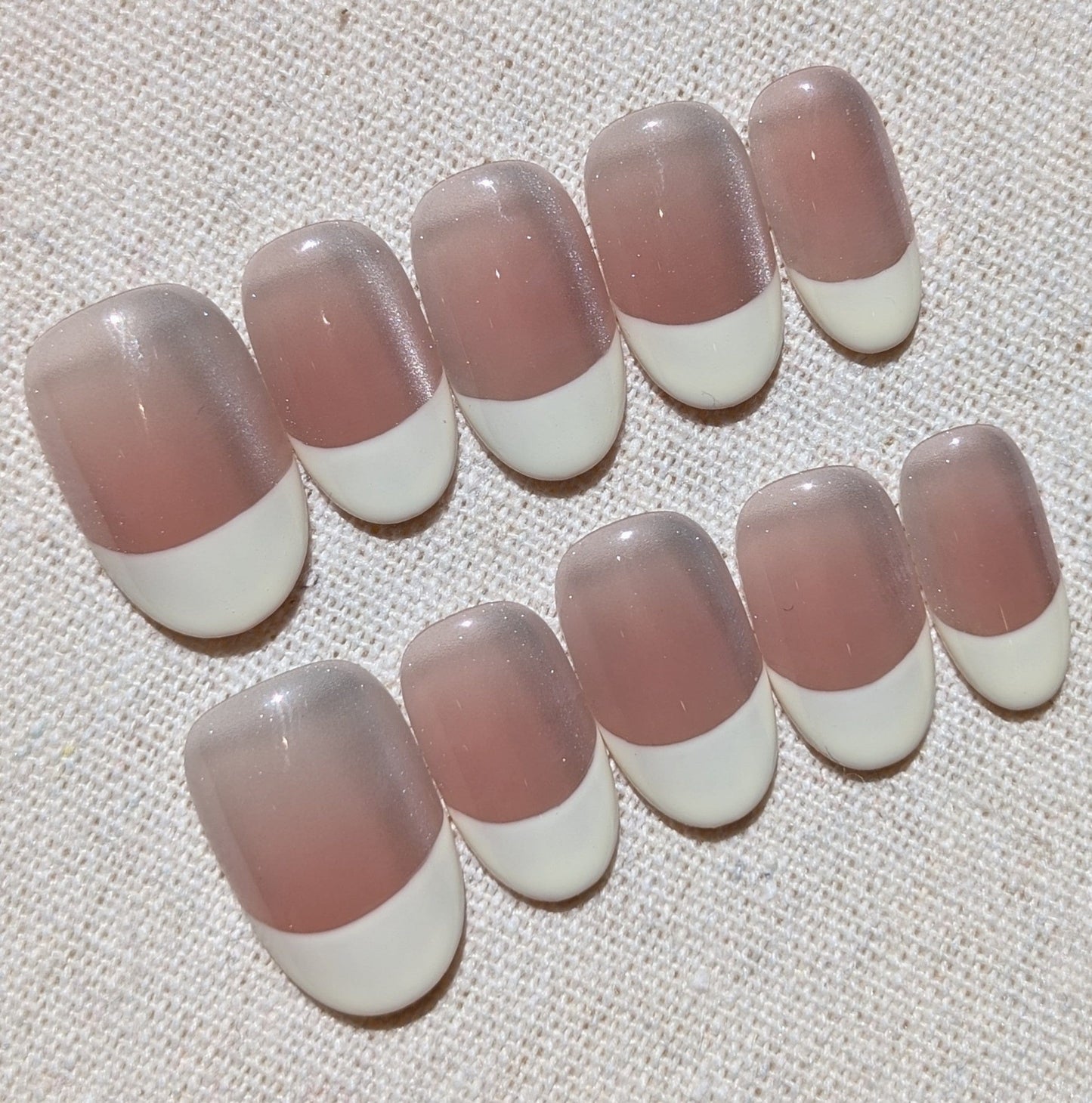 French Cream Charme Ivory Short Oval Shaped Press On Nails