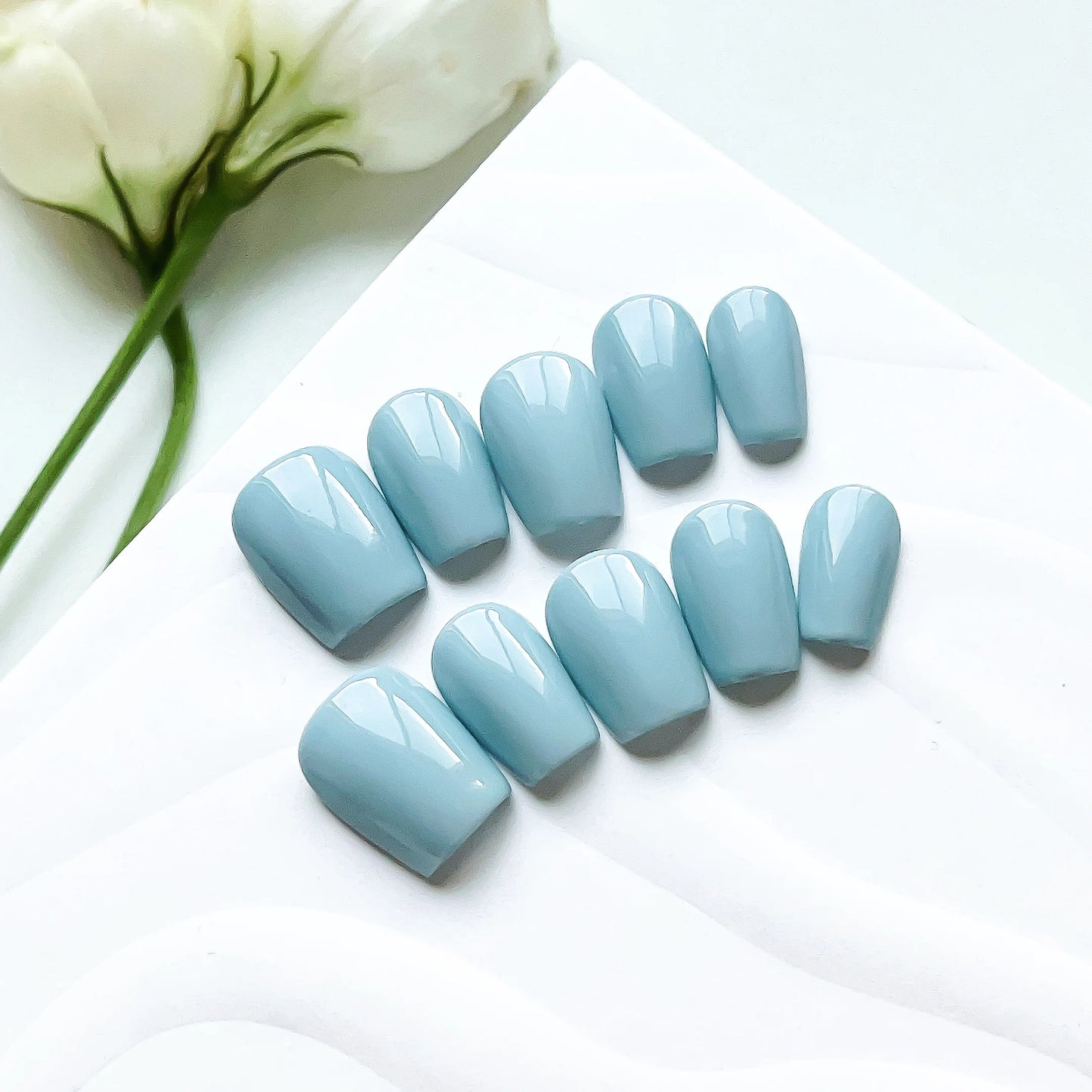 acrylic nails sky blue