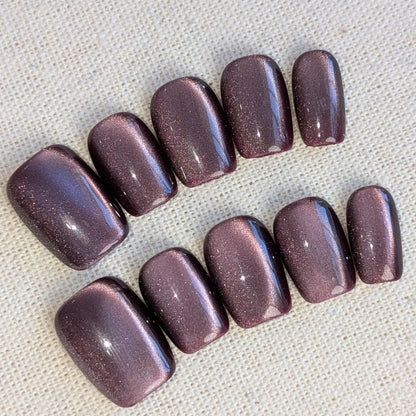 Eclipse Purple Press On Nails Short Square Shaped