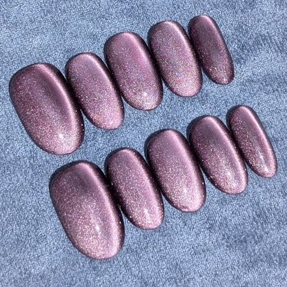 Eclipse Purple Short Oval Shaped Press On Nails