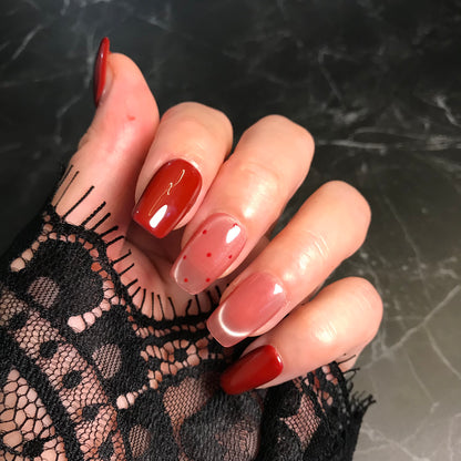 Polka Nuit | Red, Press-On Nails