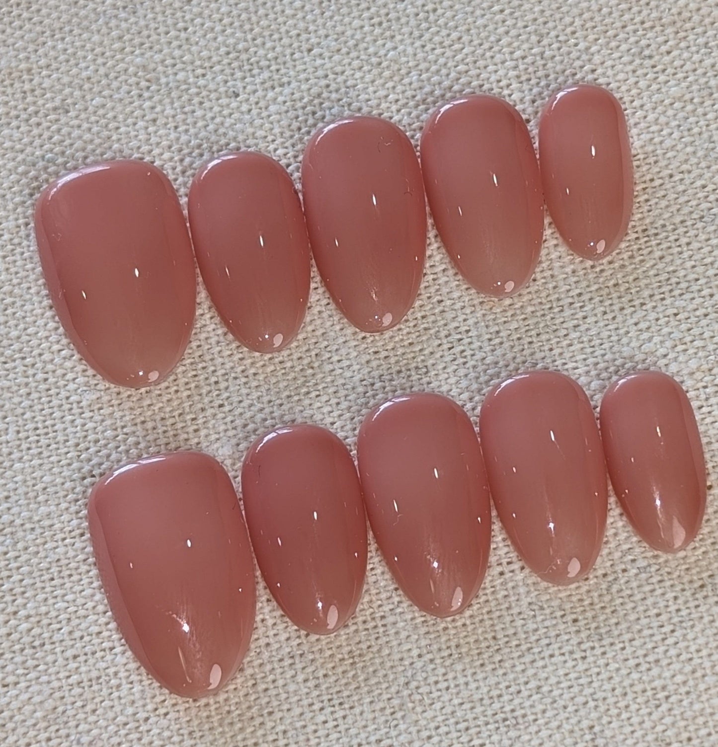 Kiama Dark Nude Press On Nails Short Almond Shaped