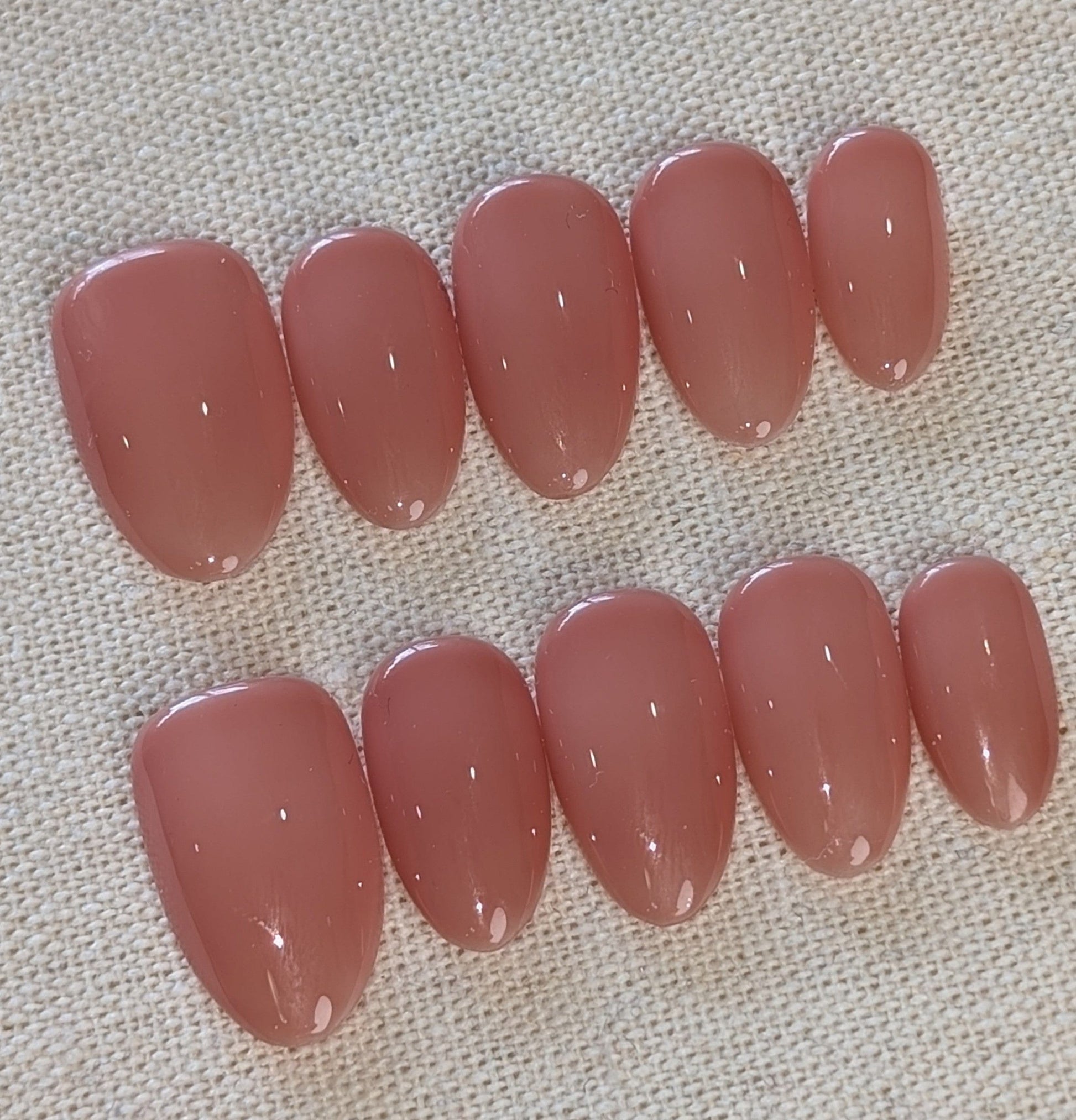 Kiama Dark Nude Press On Nails Short Almond Shaped