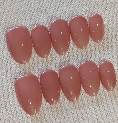Kiama Dark Nude Press On Nails Short Almond Shaped