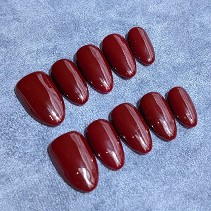 Kings Cross Red Short Almond Shaped Press On Nails