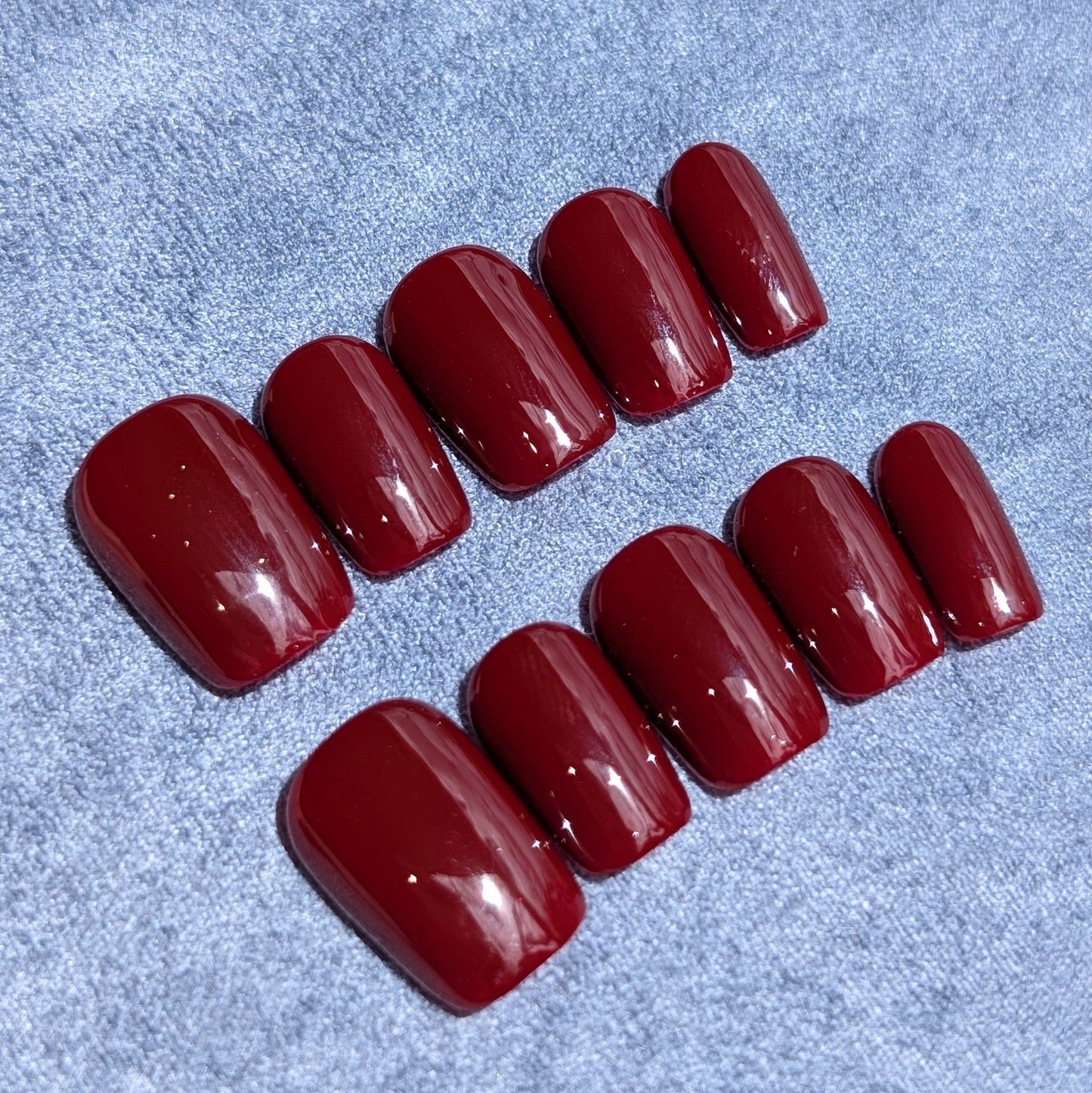Kings Cross Red Short Square Shaped Press On Nails