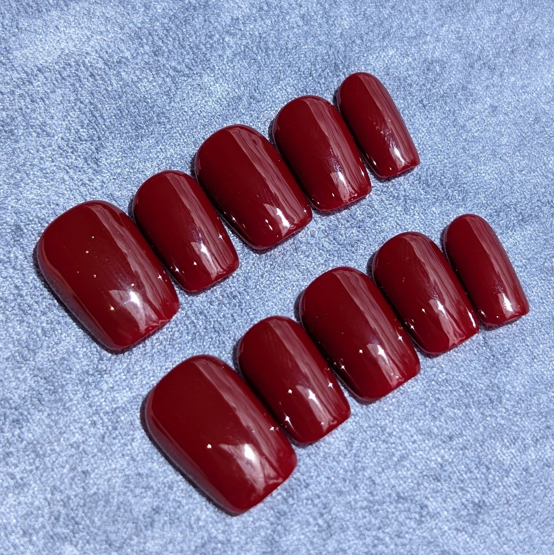 Kings Cross Red Short Square Shaped Press On Nails