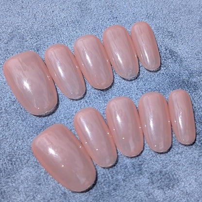 Mornington Pink Nude Short Oval Shaped Press On Nails