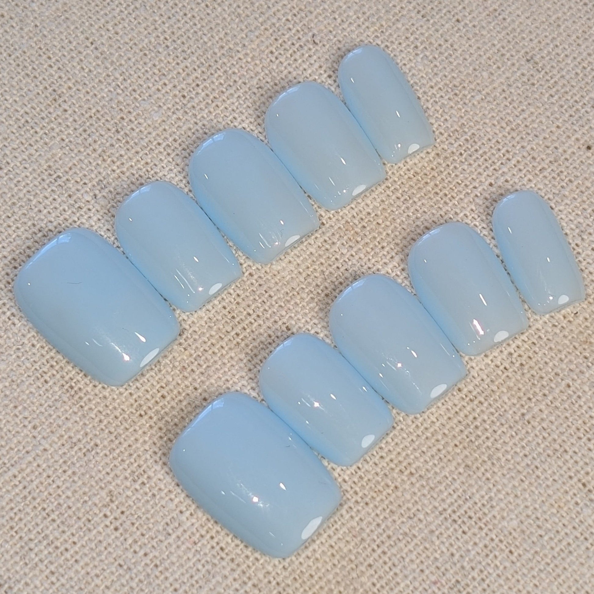 New Town Blue Press On Nails Short Square Shaped