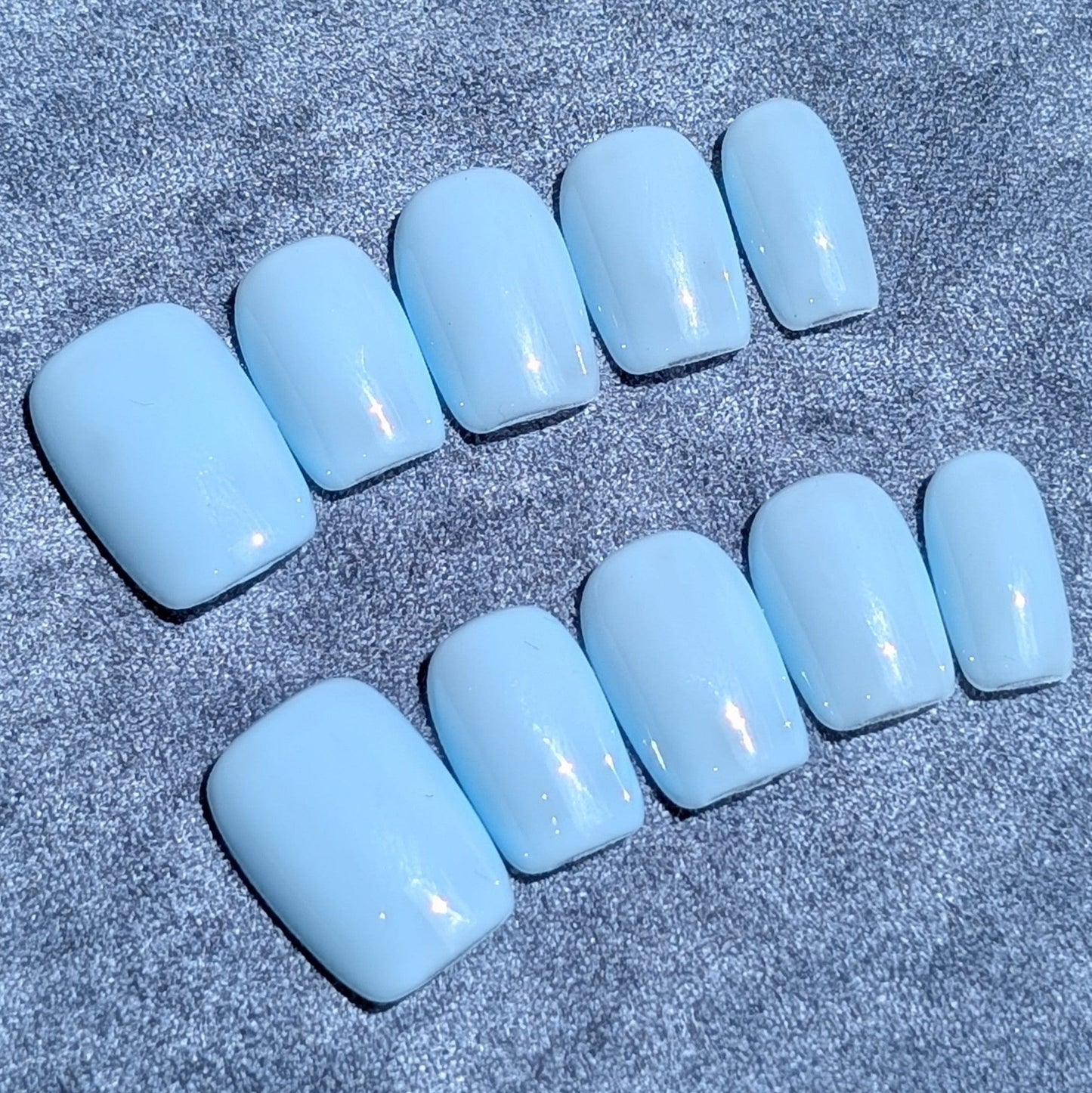 New Town Blue Short Square Shaped Press On Nails