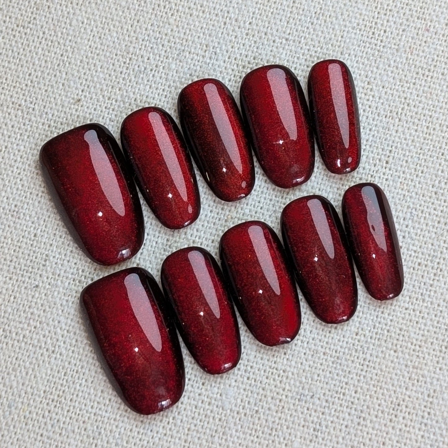 Reverence Red Press-On Nails - Short Oval Shaped