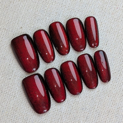 Reverence Red Press-On Nails - Short Oval Shaped