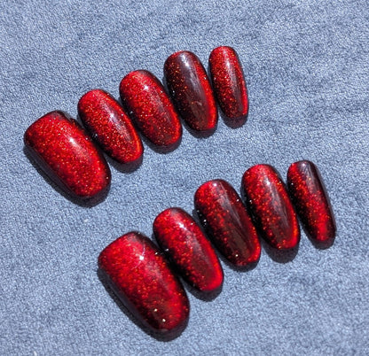 Reverence Red Short Oval Shaped Press-On Nails