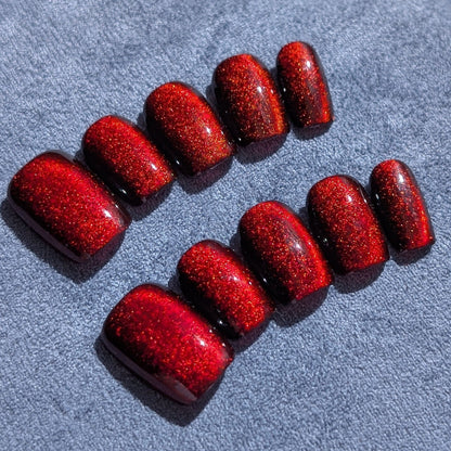 Reverence Red Short Square Shaped Press-On Nails
