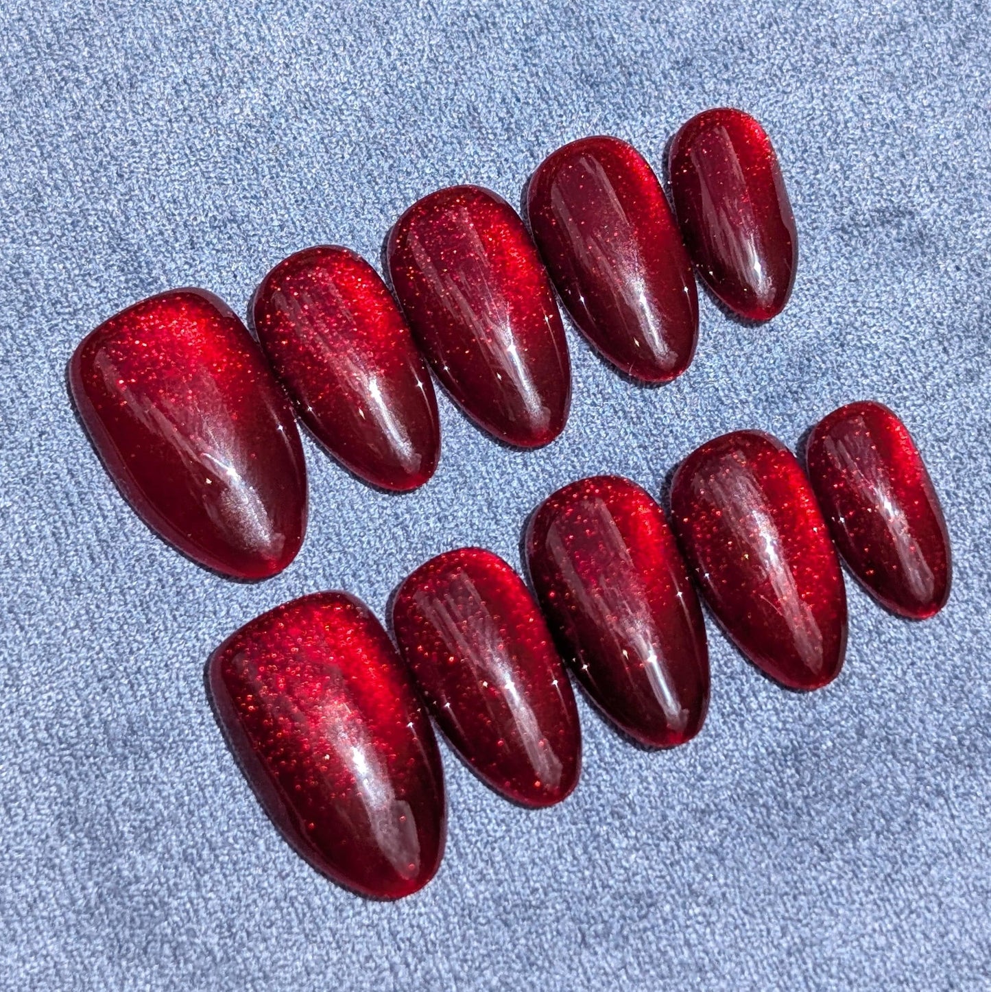 Scarlet Red Press On Nails Short Almond Shaped