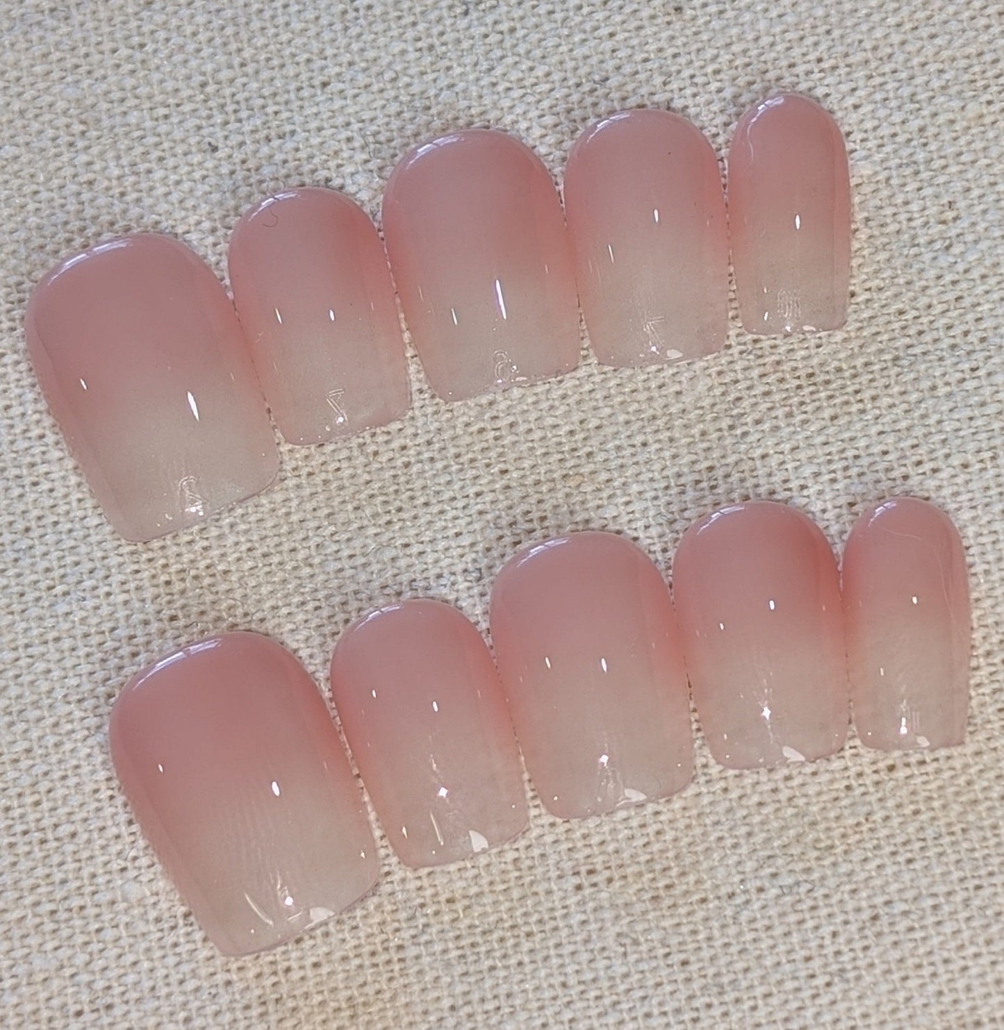 St Kilda Nude Ombre Press On Nails Short Square Shaped