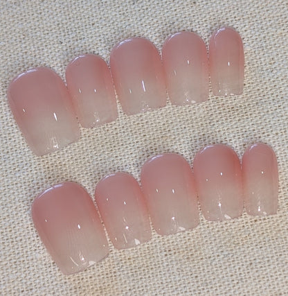 St Kilda Nude Ombre Press On Nails Short Square Shaped