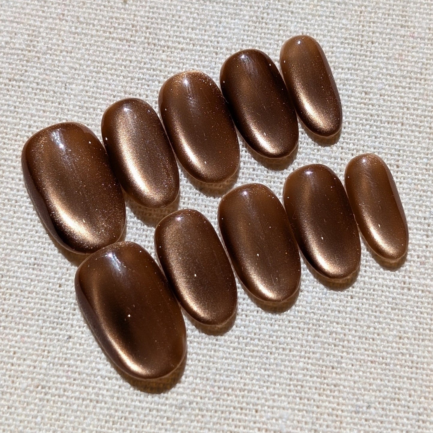 Stardust Toffee Press On Nails Short Oval Shaped