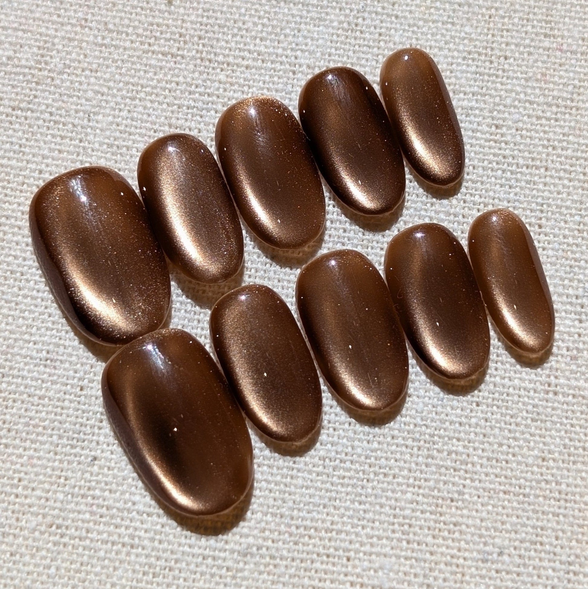 Stardust Toffee Press On Nails Short Oval Shaped