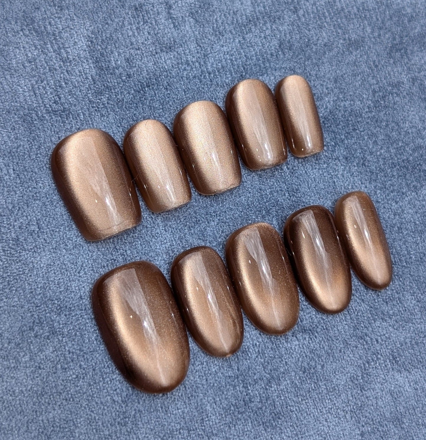 Stardust Toffee Press On Nails in Short Square Almond Shape