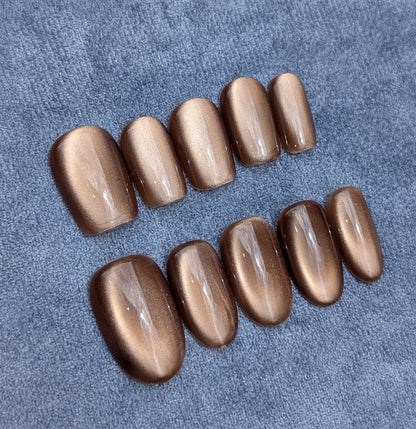Stardust Toffee Press On Nails in Short Square Almond Shape