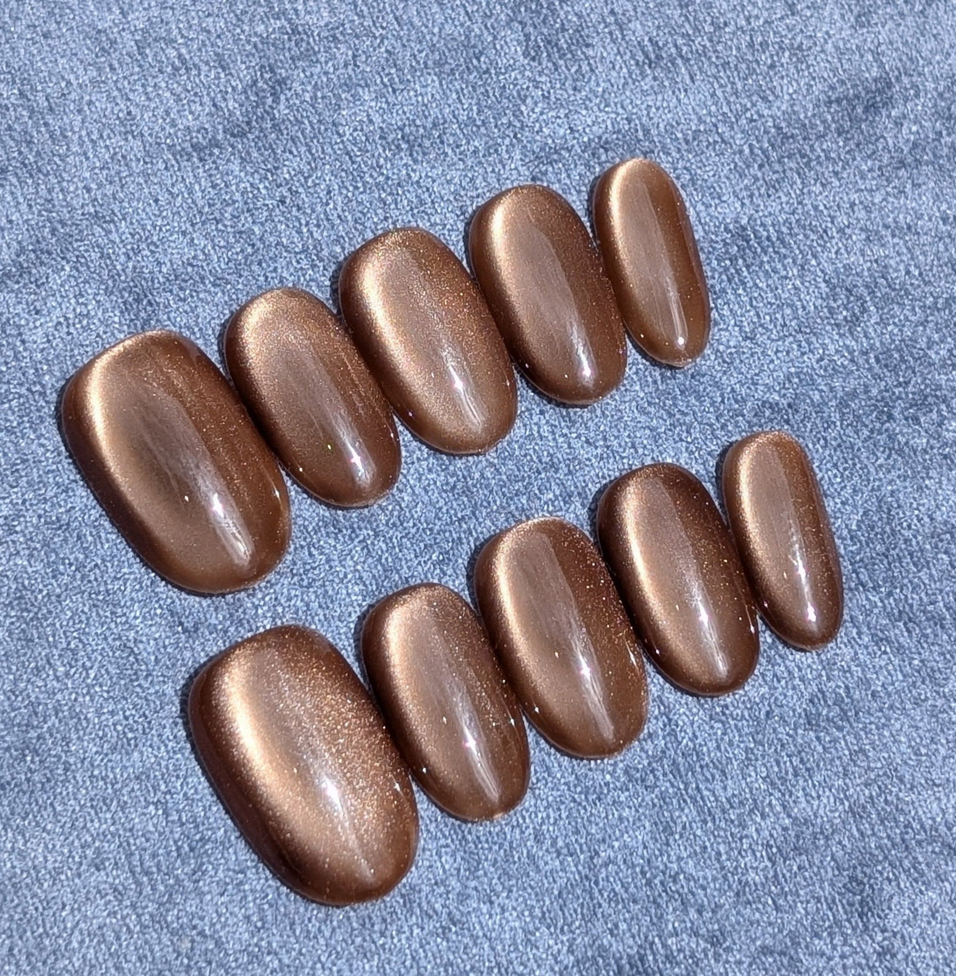 Stardust Toffee Short Oval Shaped Press On Nail