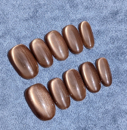 Stardust Toffee Short Oval Shaped Press On Nail