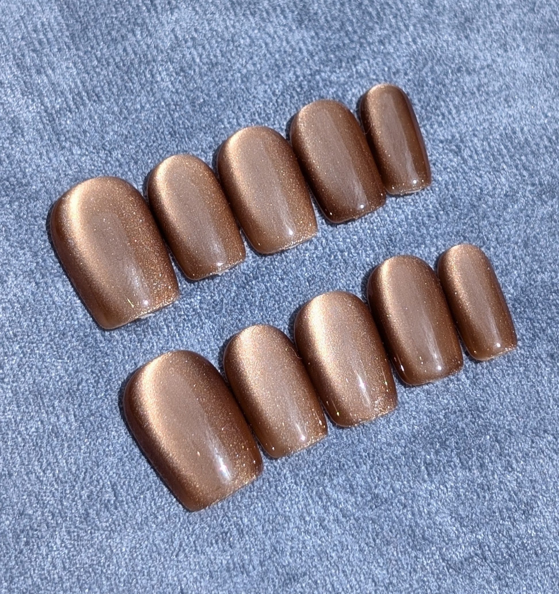 Stardust Toffee Short Square Shaped Press On Nails