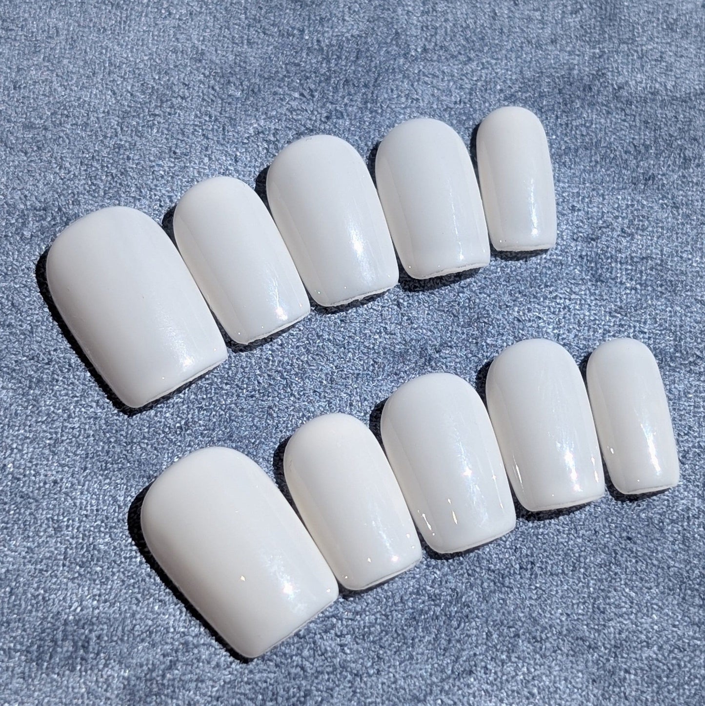 Terrigal White Short Square Shaped Press-OnNails