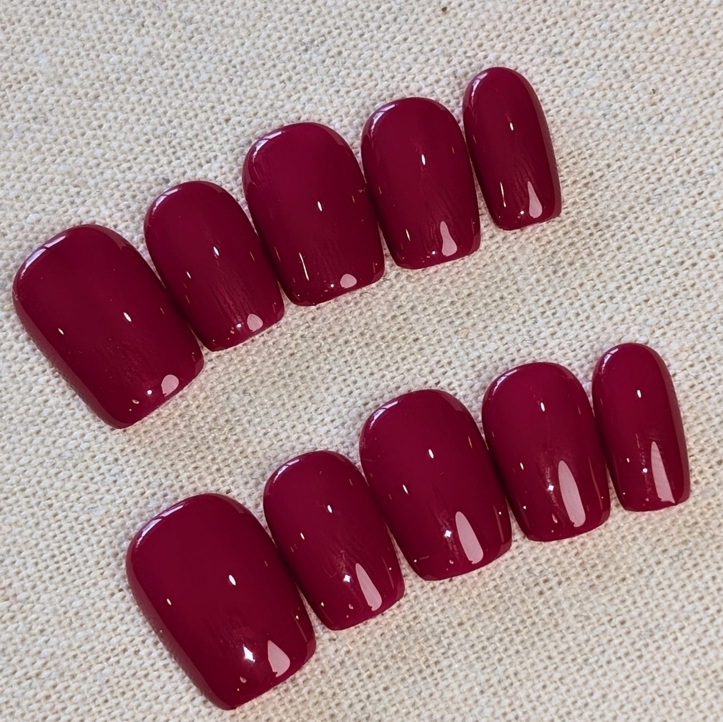 Whitsundays Hot Pink Press On Nails Short Square Shaped