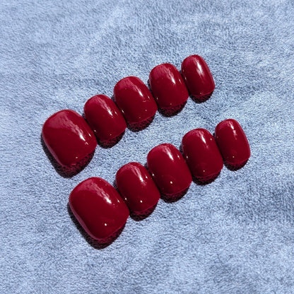 Luxury handmade press on nails in true red in extra short