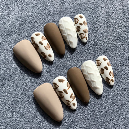 Salon quality press-on nails with leopard print pattern in a matt finish.