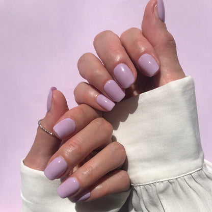 Luxury press-on nails handcrafted using premium lilac soft gel. 