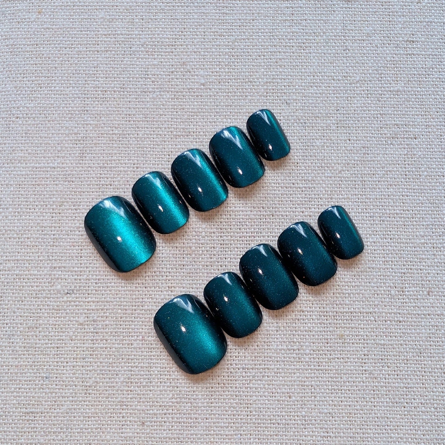 Calm Storm luxury handmade dark blue press-on nails in extra short
