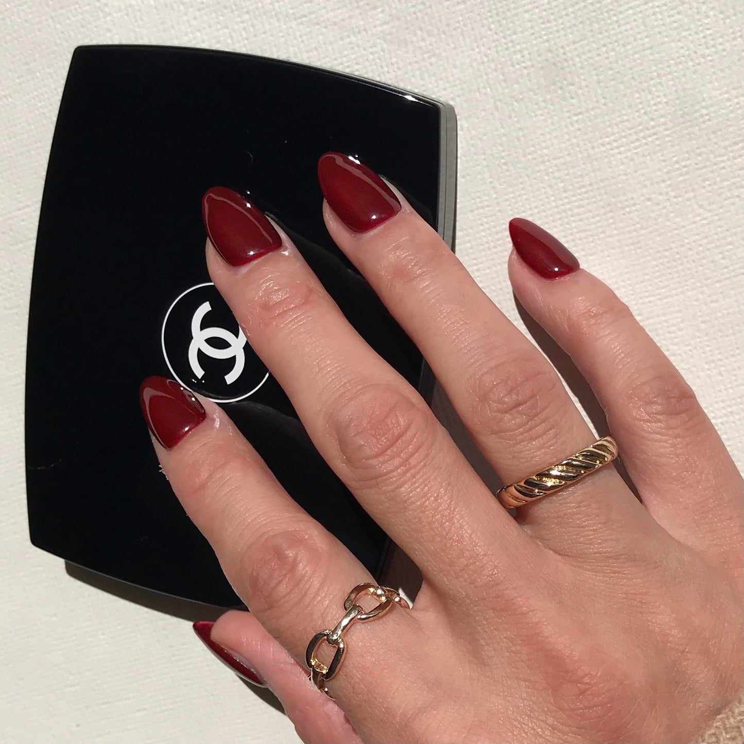 Handmade luxury press-on nails using premium red gel. 