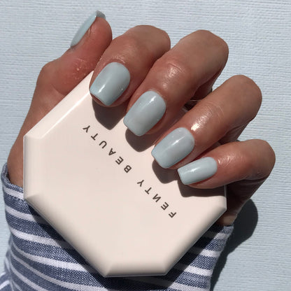 Calm Storm premium press-on nails in pale blue short square. 