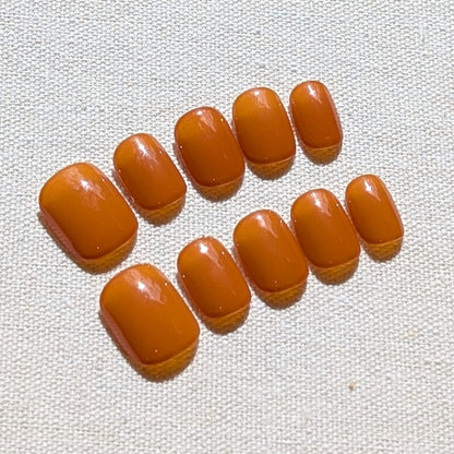 Calm Storm premium handmade press-on nails in neutral toffee in extra short.